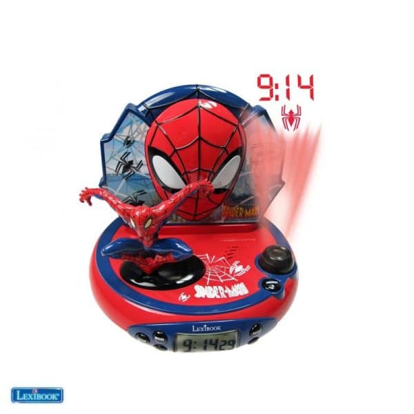 Spiderman - Vækkeur Med Projektor - Rød Blå